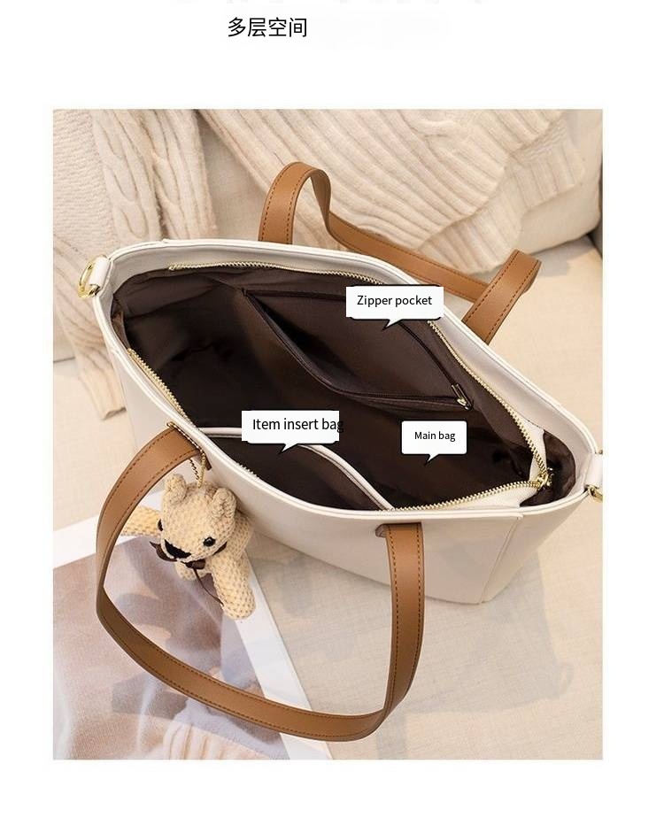 Женская искусственная кожа большой емкости Tote сумка с плюшевым мишкой Шарм